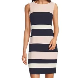 Tommy Hilfiger Navy, Blush & Cream Striped Sheath Dress